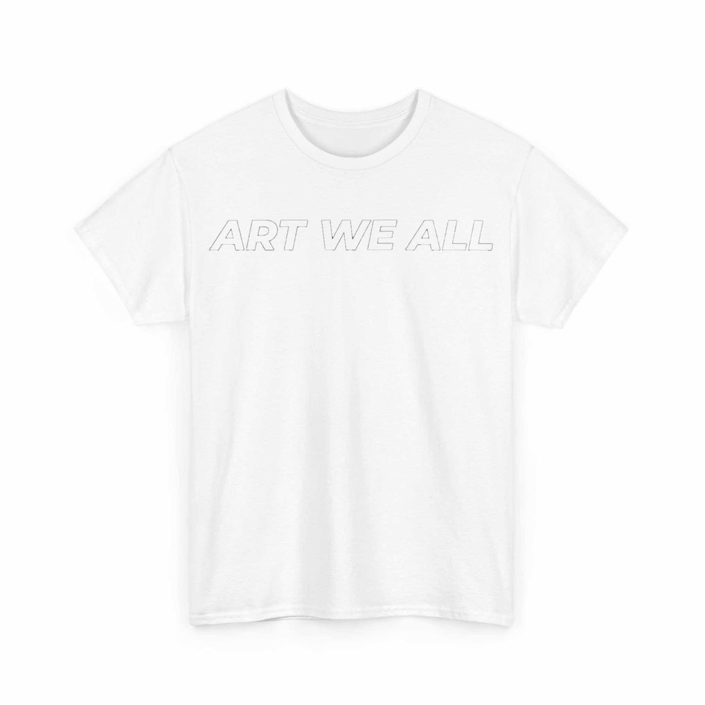 This ART WE ALL T-shirt exudes creativity and individuality. Perfect for artists, art lovers, and anyone looking to make a statement with their clothing. Ideal for cART WE ALL PrintifyART WE ALL Unisex Tee - Graphic Tee for Art EnthusiastsUnisex Heavy Cotton TeeT-Shirt