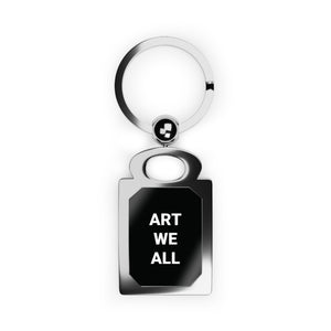 ART WE ALL rectangular keyring with glossy black finish and strong swivel ring
