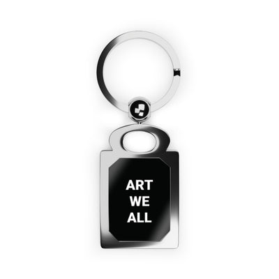 ART WE ALL rectangular keyring with glossy black finish and strong swivel ring