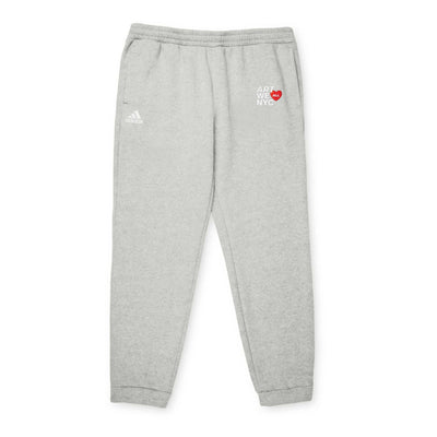 Grey Art We All x adidas fleece joggers with elastic waistband and cuffed hem for casual wear