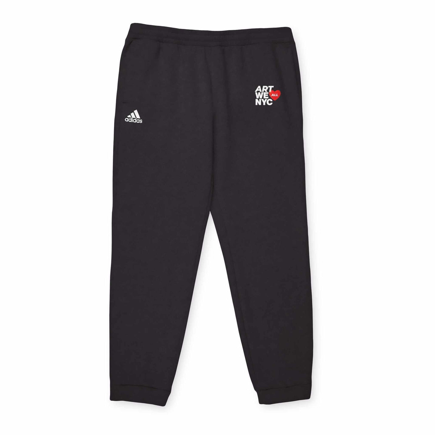 Black Art We All x adidas fleece joggers with elastic waistband and cuffed hems for casual comfort and sustainability