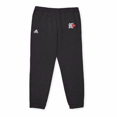 Black Art We All x adidas fleece joggers with elastic waistband and cuffed hems for casual comfort and sustainability