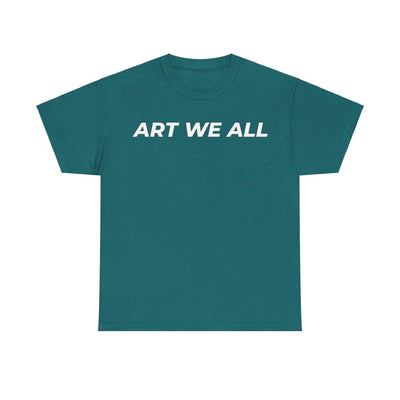 This ART WE ALL T-shirt exudes creativity and individuality. Perfect for artists, art lovers, and anyone looking to make a statement with their clothing. Ideal for cART WE ALL PrintifyART WE ALL Unisex Tee - Graphic Tee for Art EnthusiastsUnisex Heavy Cotton TeeT-Shirt