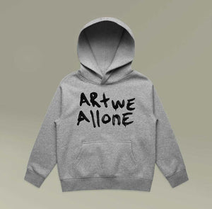 Graffiti Artistic Kids Relax Hoodie with gray graffiti design, soft cotton blend, pullover style.